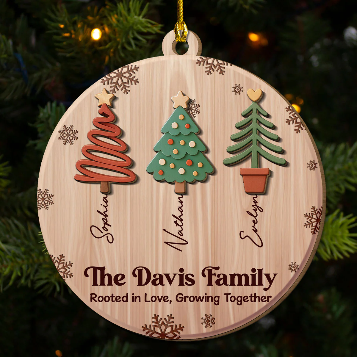 Love Makes Our Roots Strong - Personalized Custom 2-layered Wood Ornament - Image 3