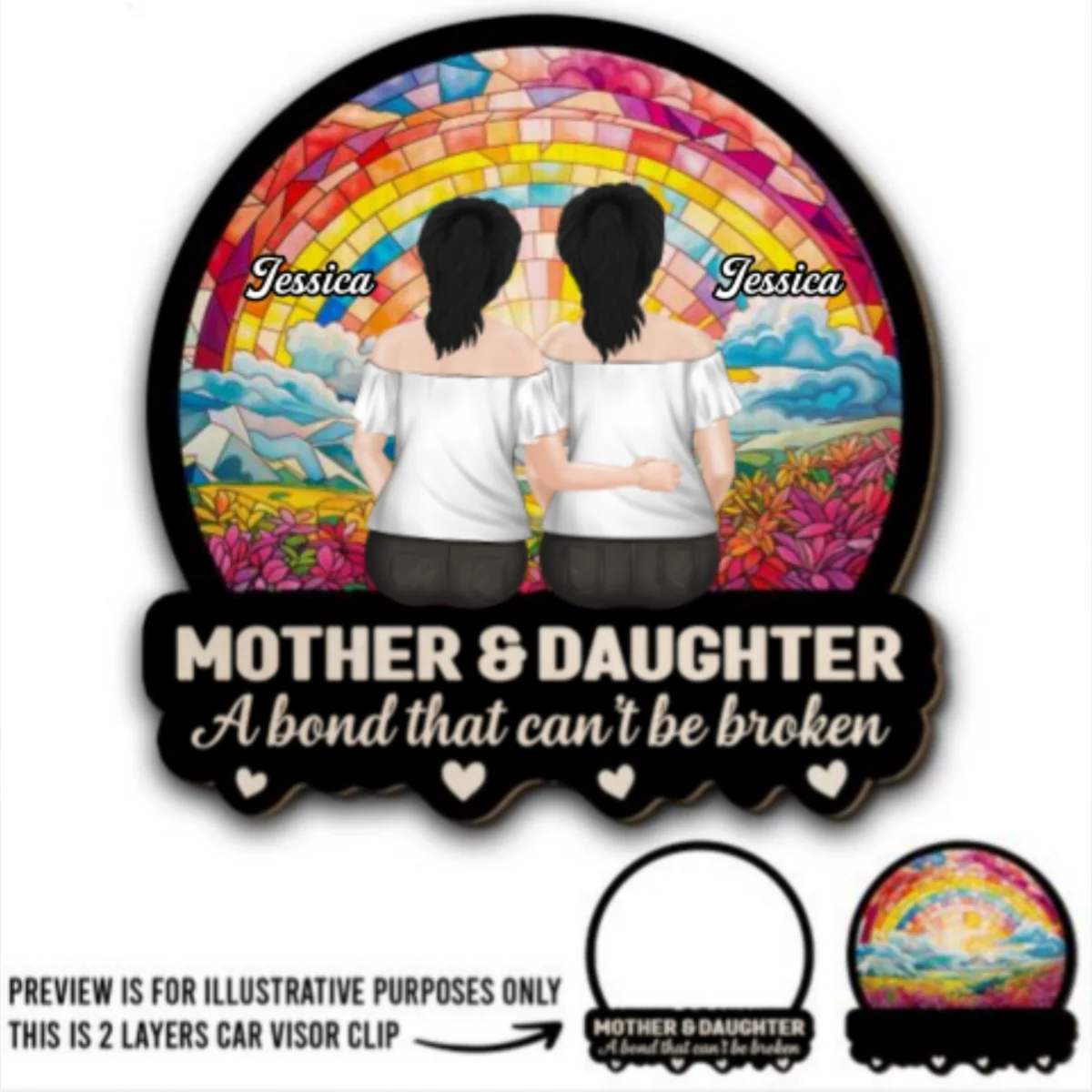 Love Mom - Personalized Custom Car Visor Clip - Image 4