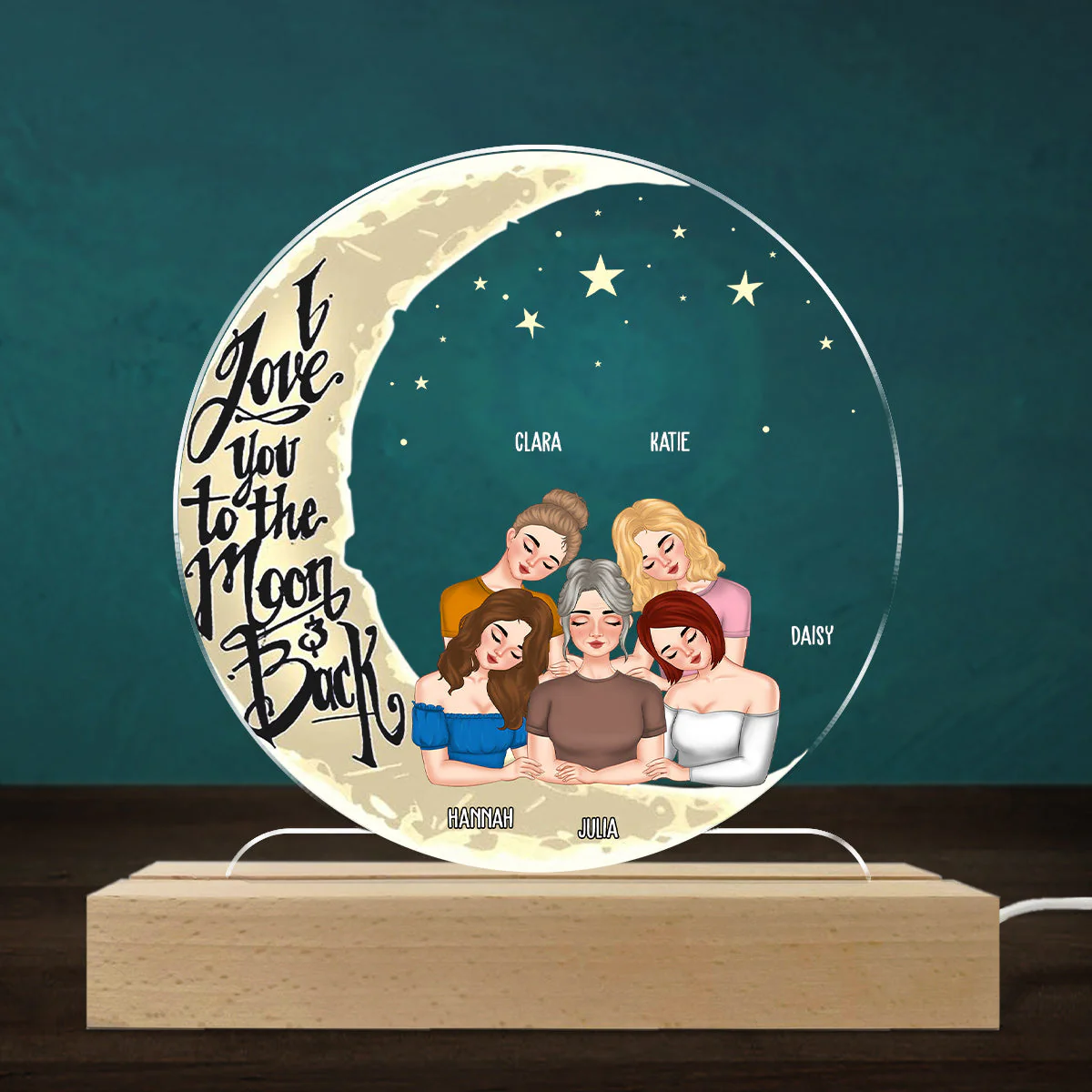 Love Mom To The Moon And Back - Personalized Custom LED Light - Image 3