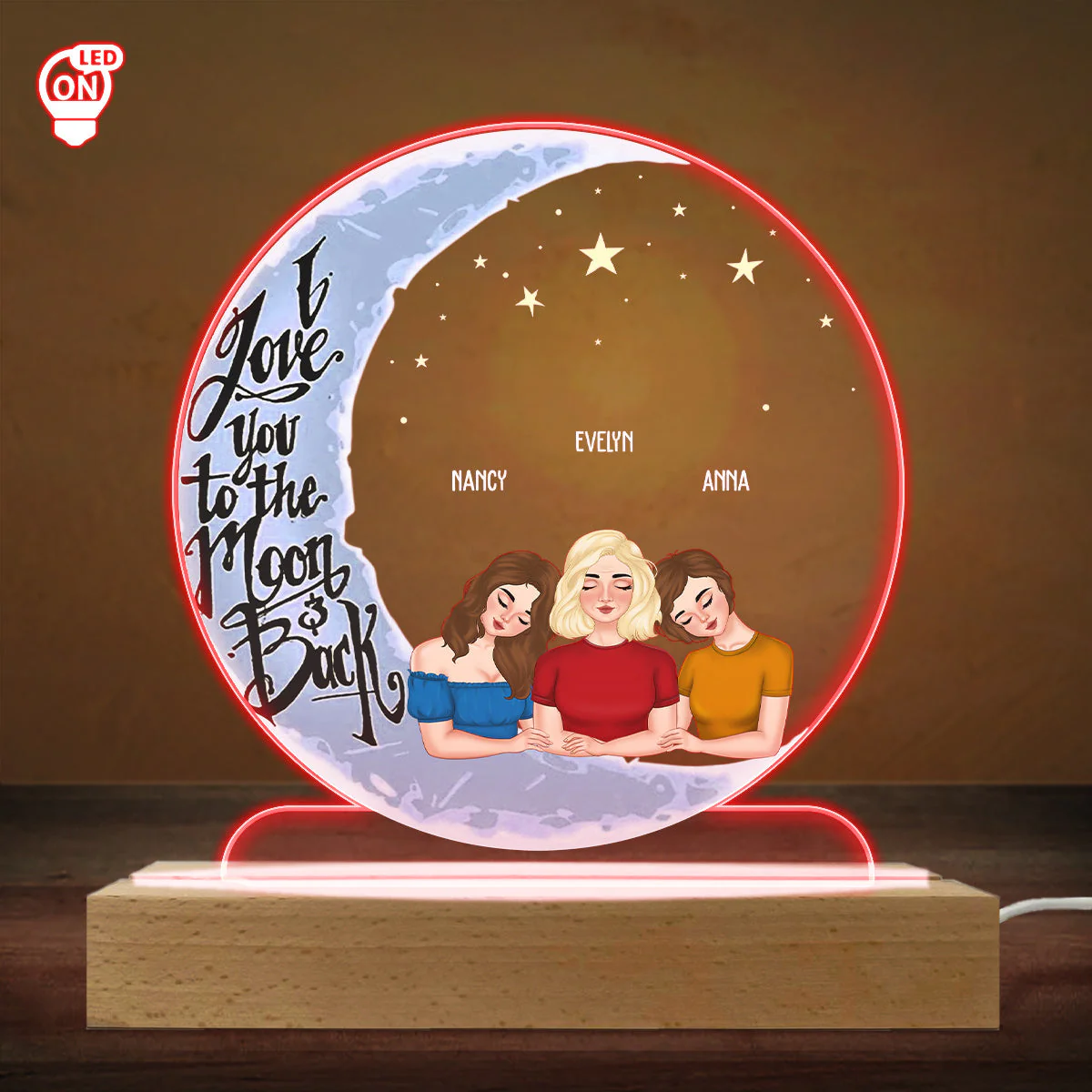 Love Mom To The Moon And Back - Personalized Custom LED Light - Image 4