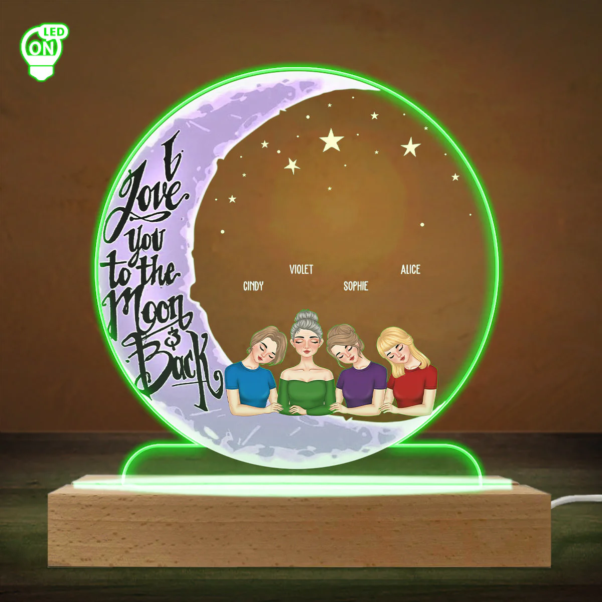 Love Mom To The Moon And Back - Personalized Custom LED Light - Image 5