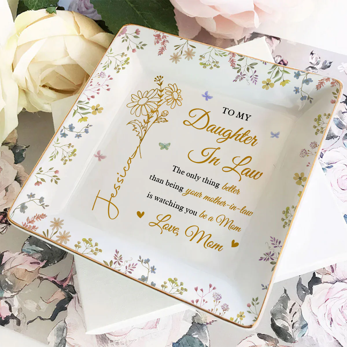 Love My Daughter Be A Mom - Personalized Custom Jewelry Dish - Image 3