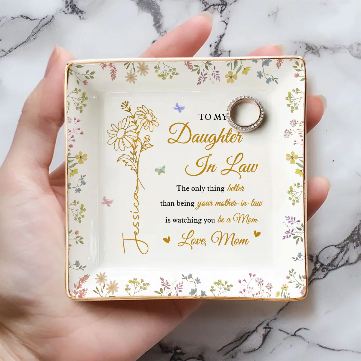 Love My Daughter Be A Mom - Personalized Custom Jewelry Dish - Image 5