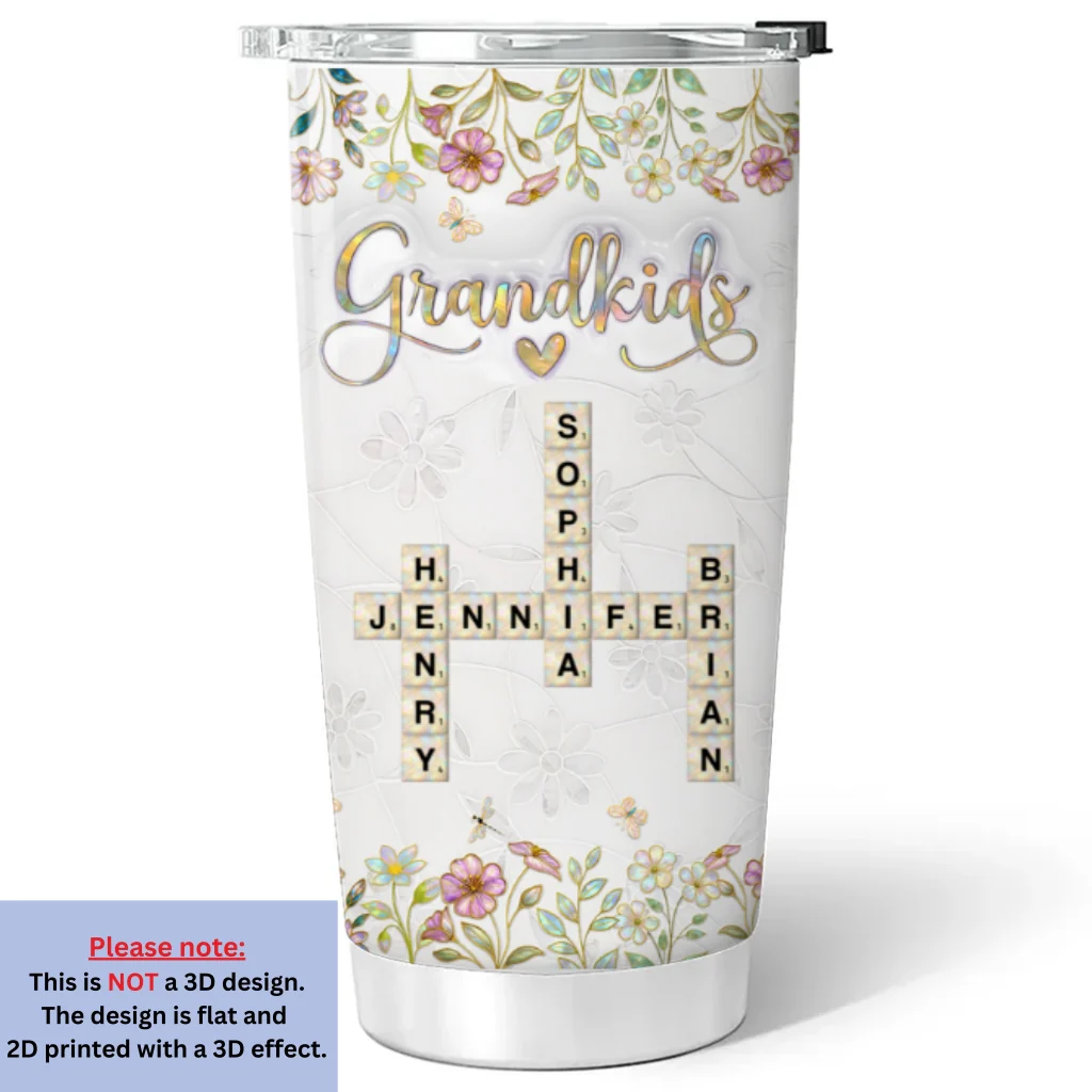 Love My Grandkids Crossword Mother Of Pearl - Personalized Custom 3D Inflated Effect Tumbler - Image 6