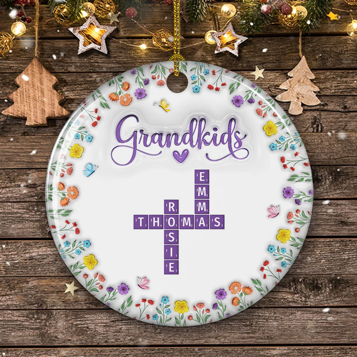 Love My Grandkids Crossword - Personalized Custom 3D Inflated Effect Ceramic Ornament - Image 4