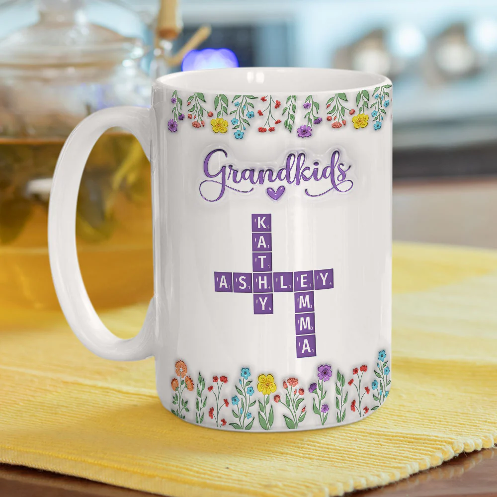 Love My Grandkids Crossword - Personalized Custom 3D Inflated Effect Mug - Image 5