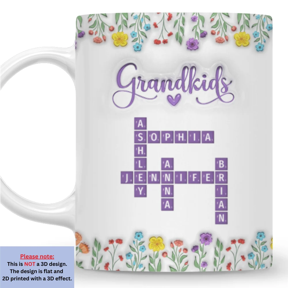 Love My Grandkids Crossword - Personalized Custom 3D Inflated Effect Mug - Image 7
