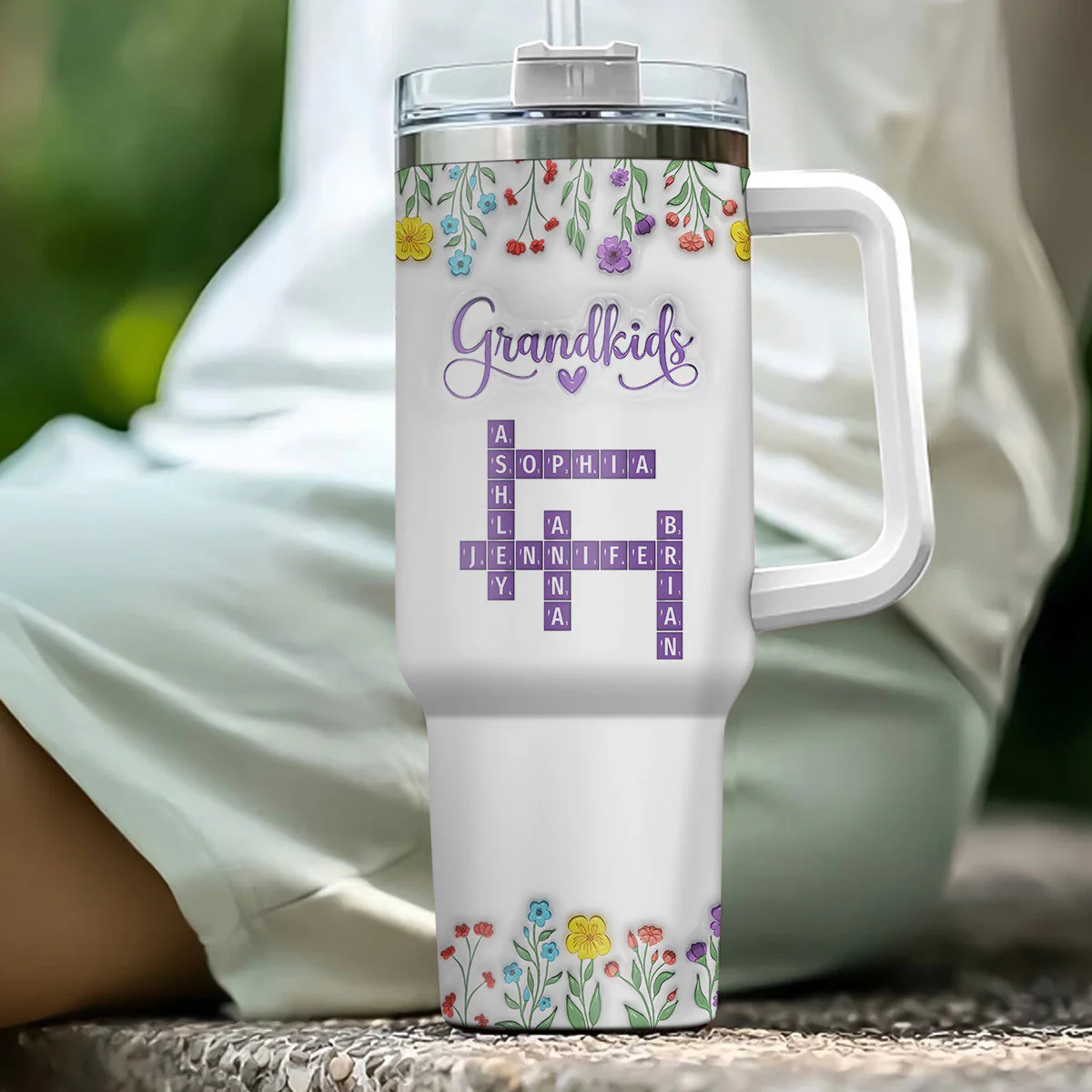 Love My Grandkids Crossword - Personalized Custom 3D Inflated Effect Printed 40 Oz Tumbler - Image 2