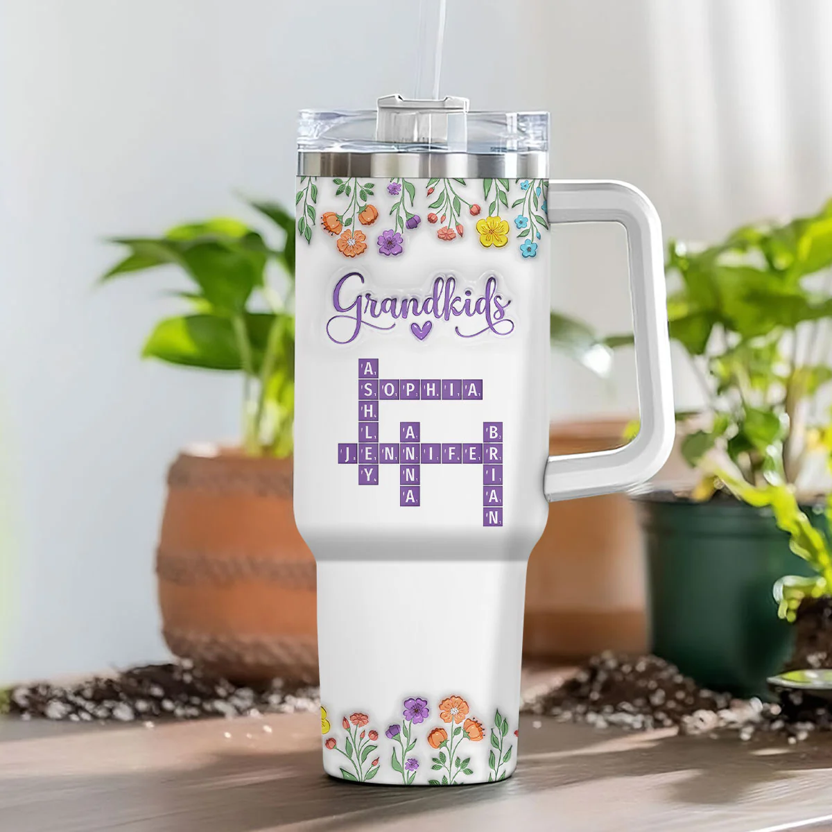 Love My Grandkids Crossword - Personalized Custom 3D Inflated Effect Printed 40 Oz Tumbler - Image 3