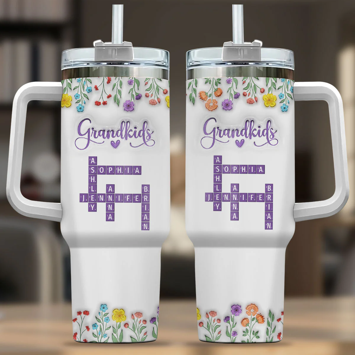 Love My Grandkids Crossword - Personalized Custom 3D Inflated Effect Printed 40 Oz Tumbler - Image 4