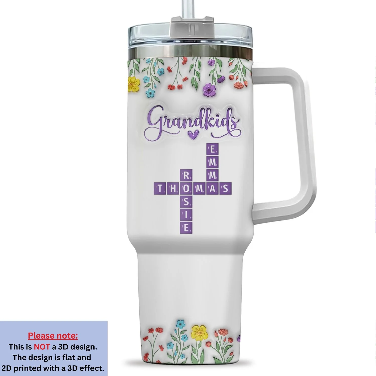 Love My Grandkids Crossword - Personalized Custom 3D Inflated Effect Printed 40 Oz Tumbler - Image 8