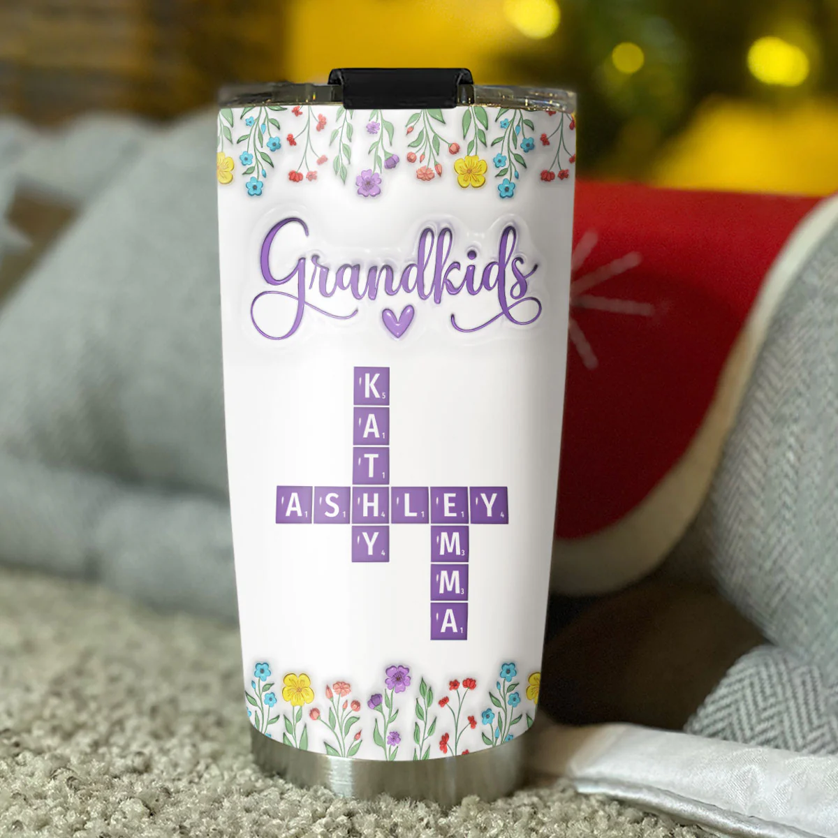 Love My Grandkids Crossword - Personalized Custom 3D Inflated Effect Tumbler - Image 2