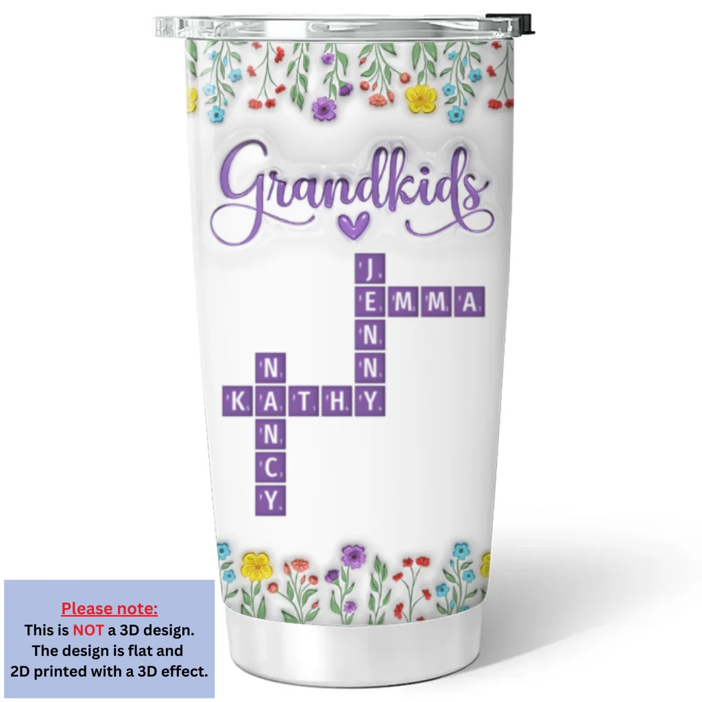 Love My Grandkids Crossword - Personalized Custom 3D Inflated Effect Tumbler - Image 3