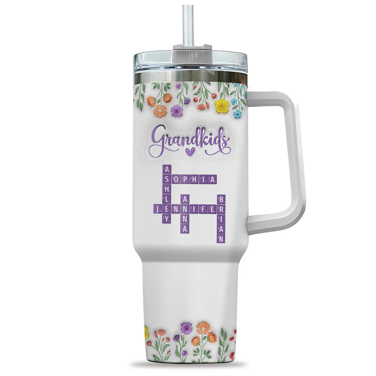 Love My Grandkids Crossword - Personalized Custom 3D Inflated Effect Tumbler - Image 4