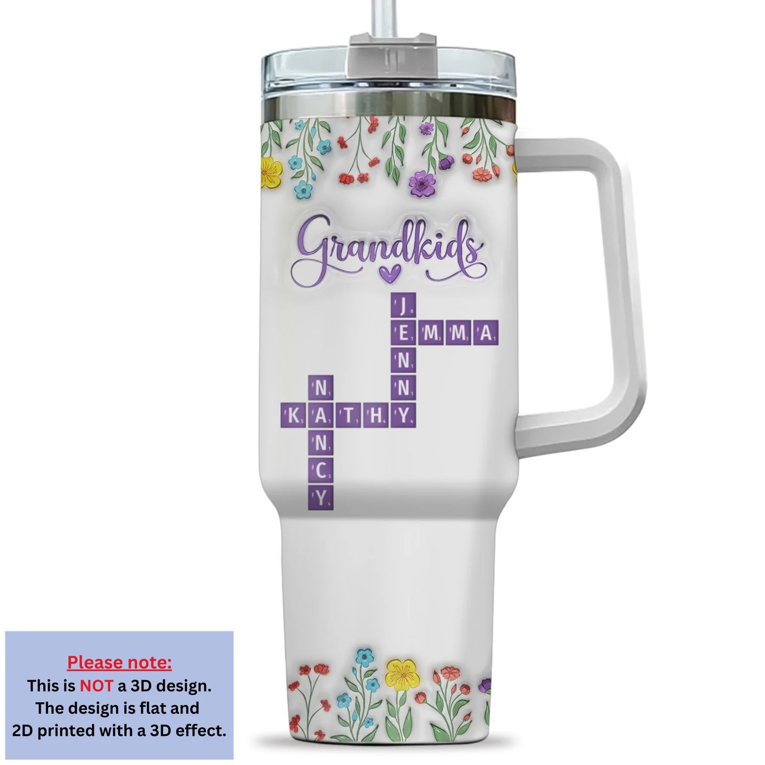 Love My Grandkids Crossword - Personalized Custom 3D Inflated Effect Tumbler - Image 8