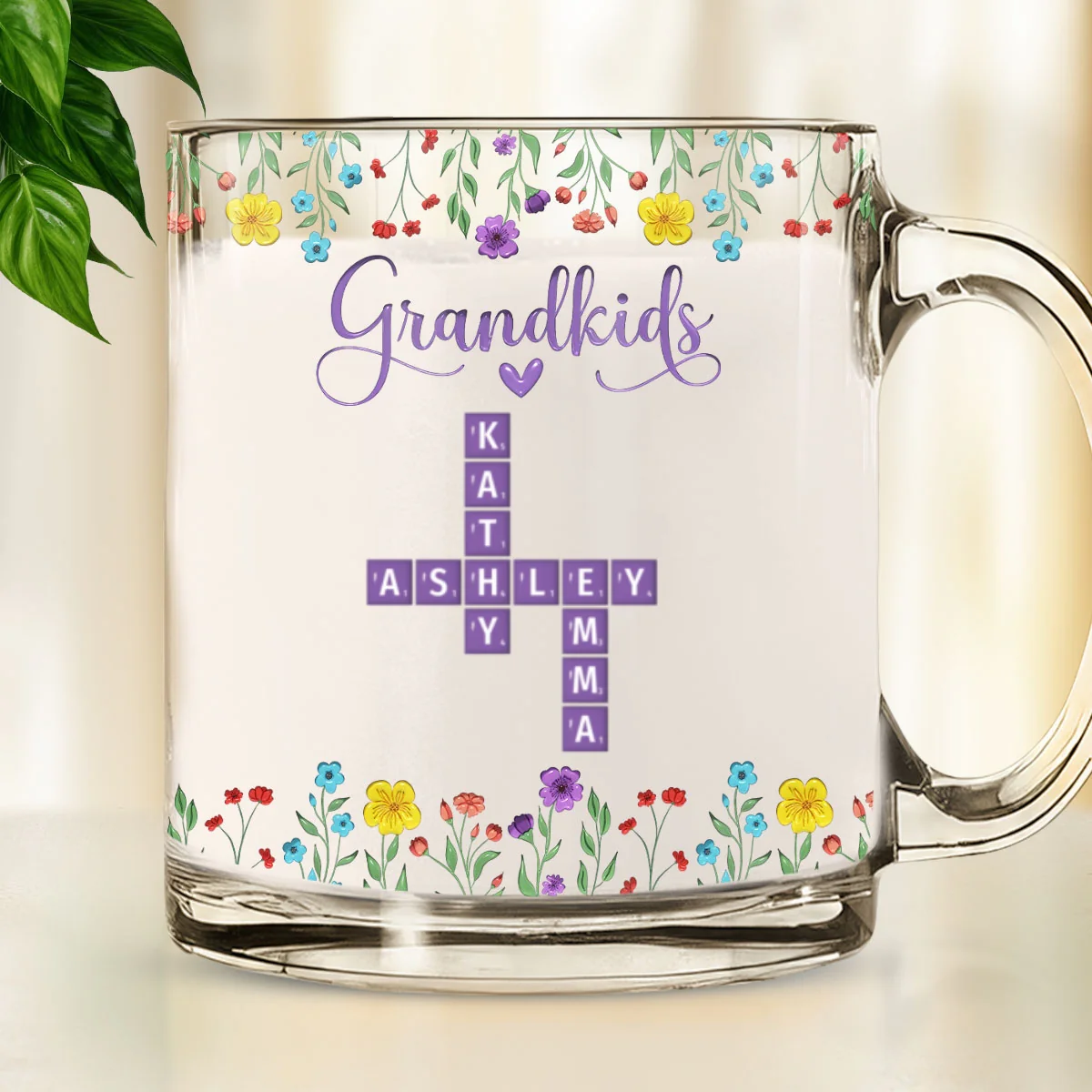 Love My Grandkids Crossword - Personalized Custom Glass Mug - Image 6