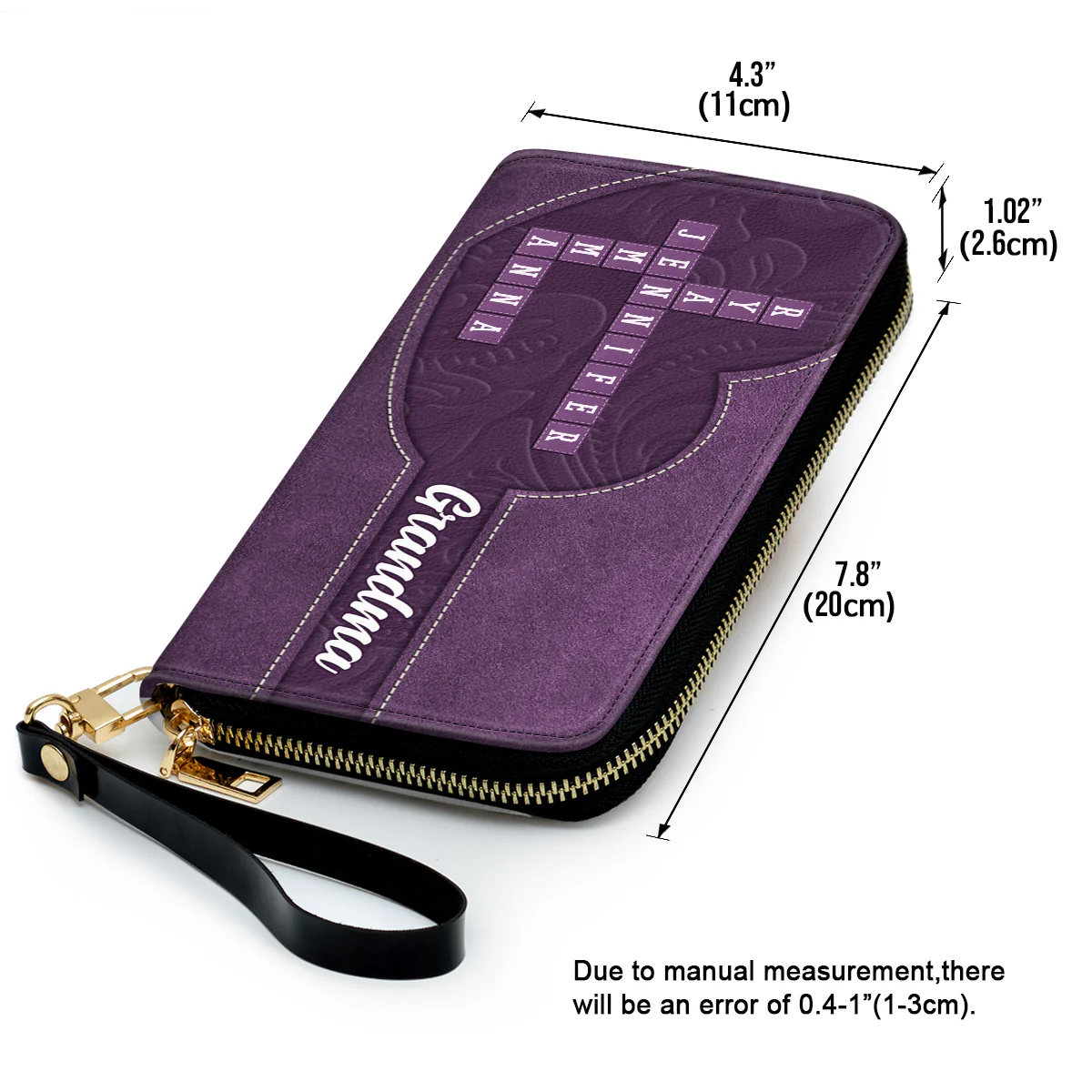 Love My Grandkids Crossword - Personalized Custom Leather Wallet - Image 3