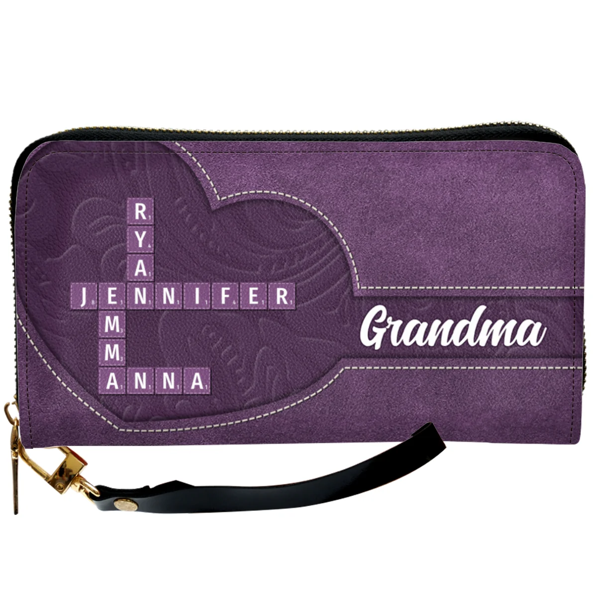 Love My Grandkids Crossword - Personalized Custom Leather Wallet - Image 6