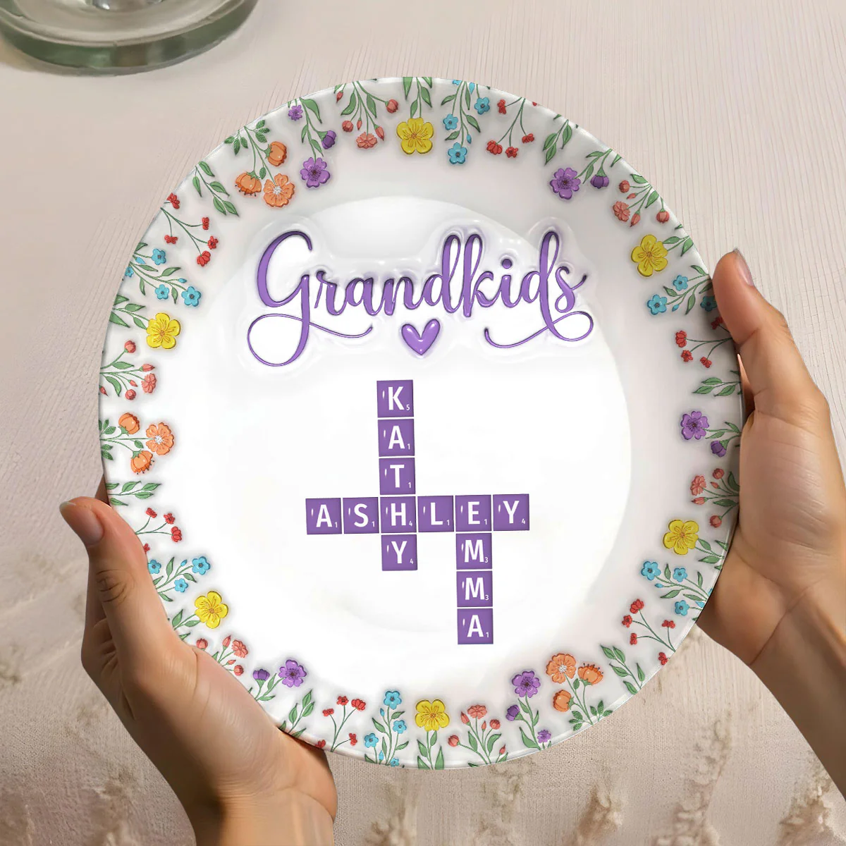 Love My Grandkids Crossword - Personalized Custom Plate - Image 3