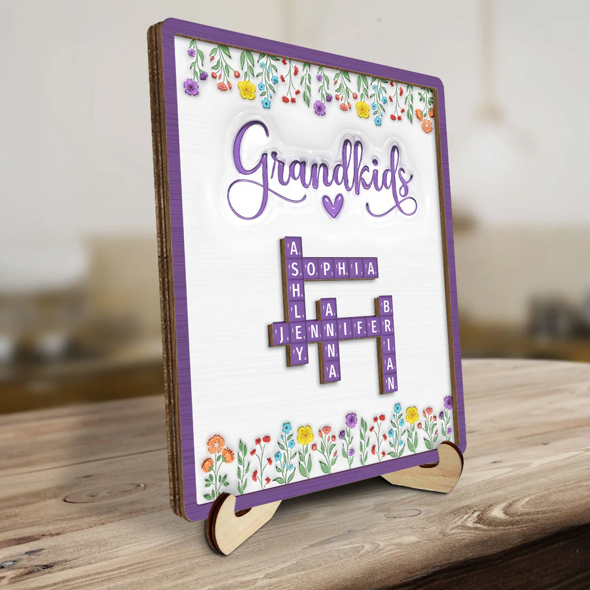 Love My Grandkids Crossword - Personalized Custom Wooden Plaque - Image 2