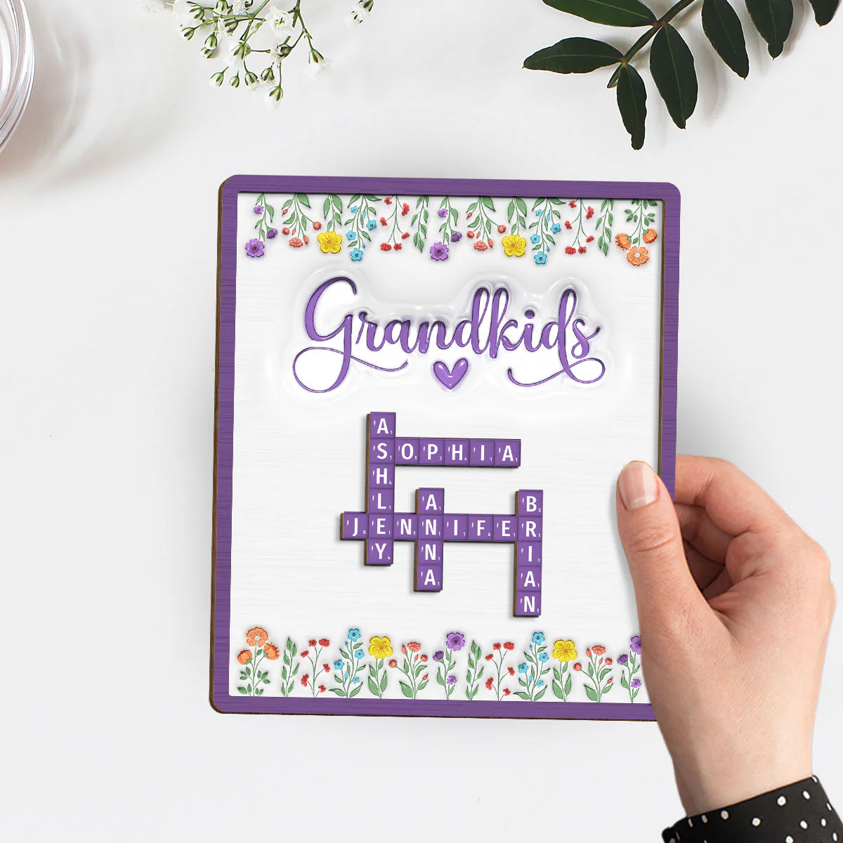 Love My Grandkids Crossword - Personalized Custom Wooden Plaque - Image 3