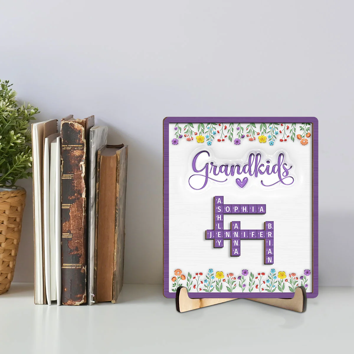 Love My Grandkids Crossword - Personalized Custom Wooden Plaque - Image 4