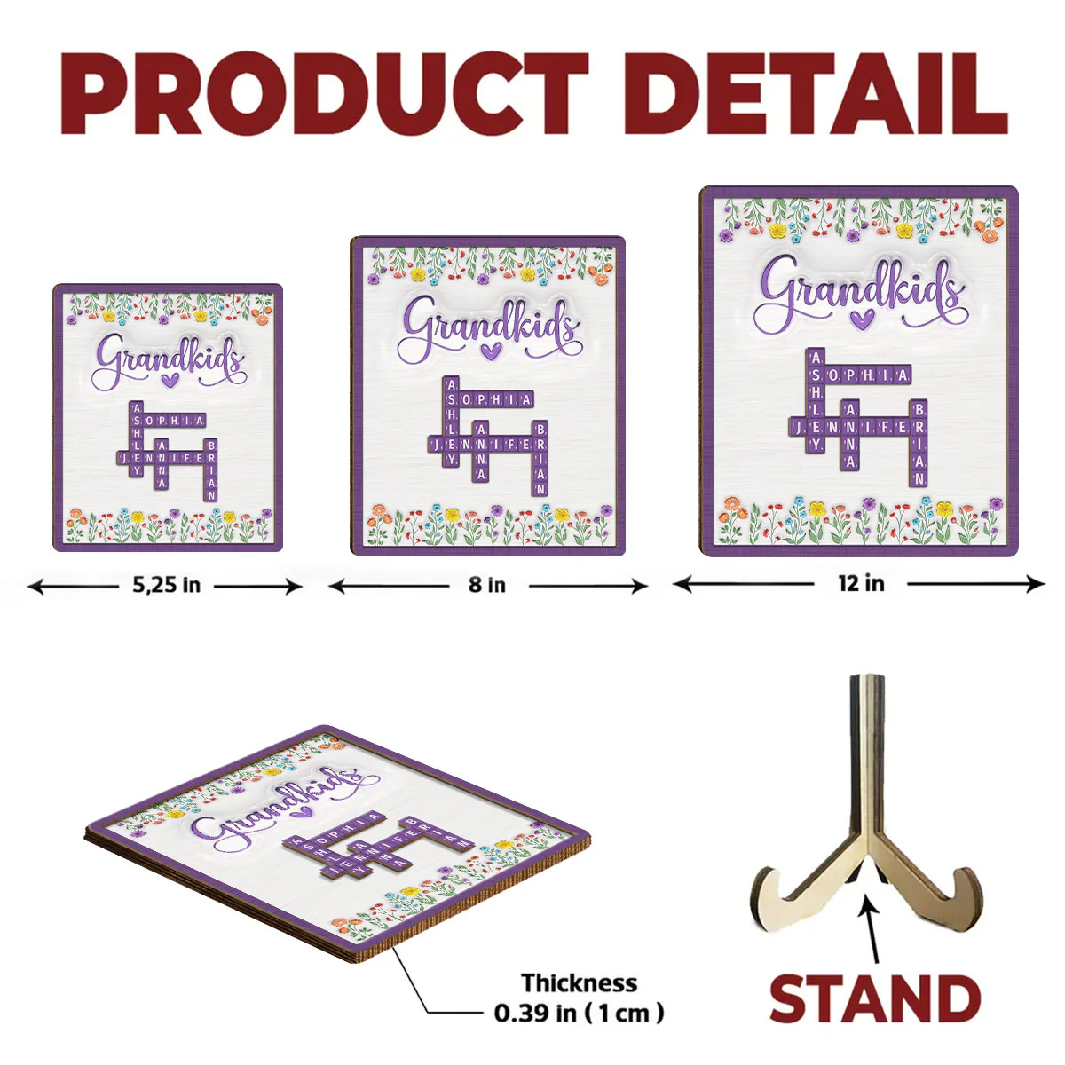Love My Grandkids Crossword - Personalized Custom Wooden Plaque - Image 5