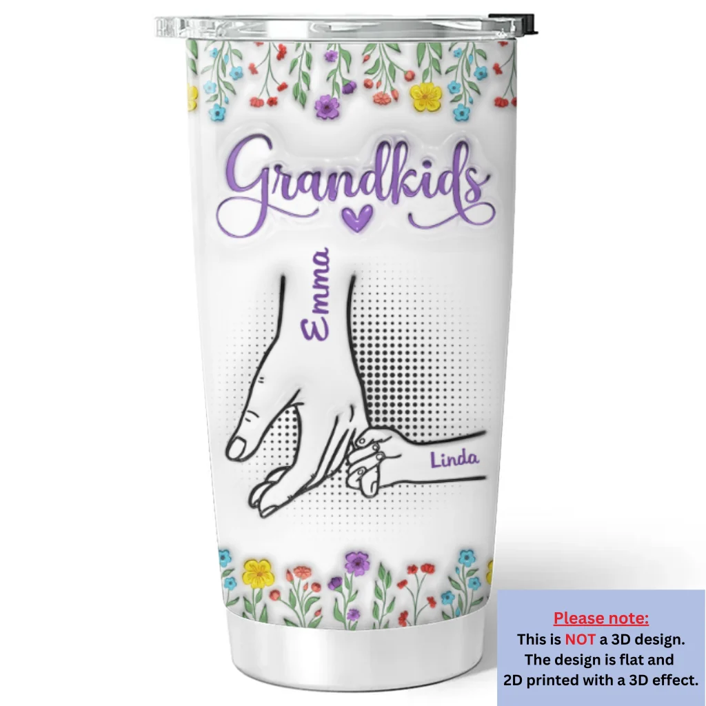 Love My Grandkids Hold Hands - Personalized Custom 3D Inflated Effect Tumbler - Image 5
