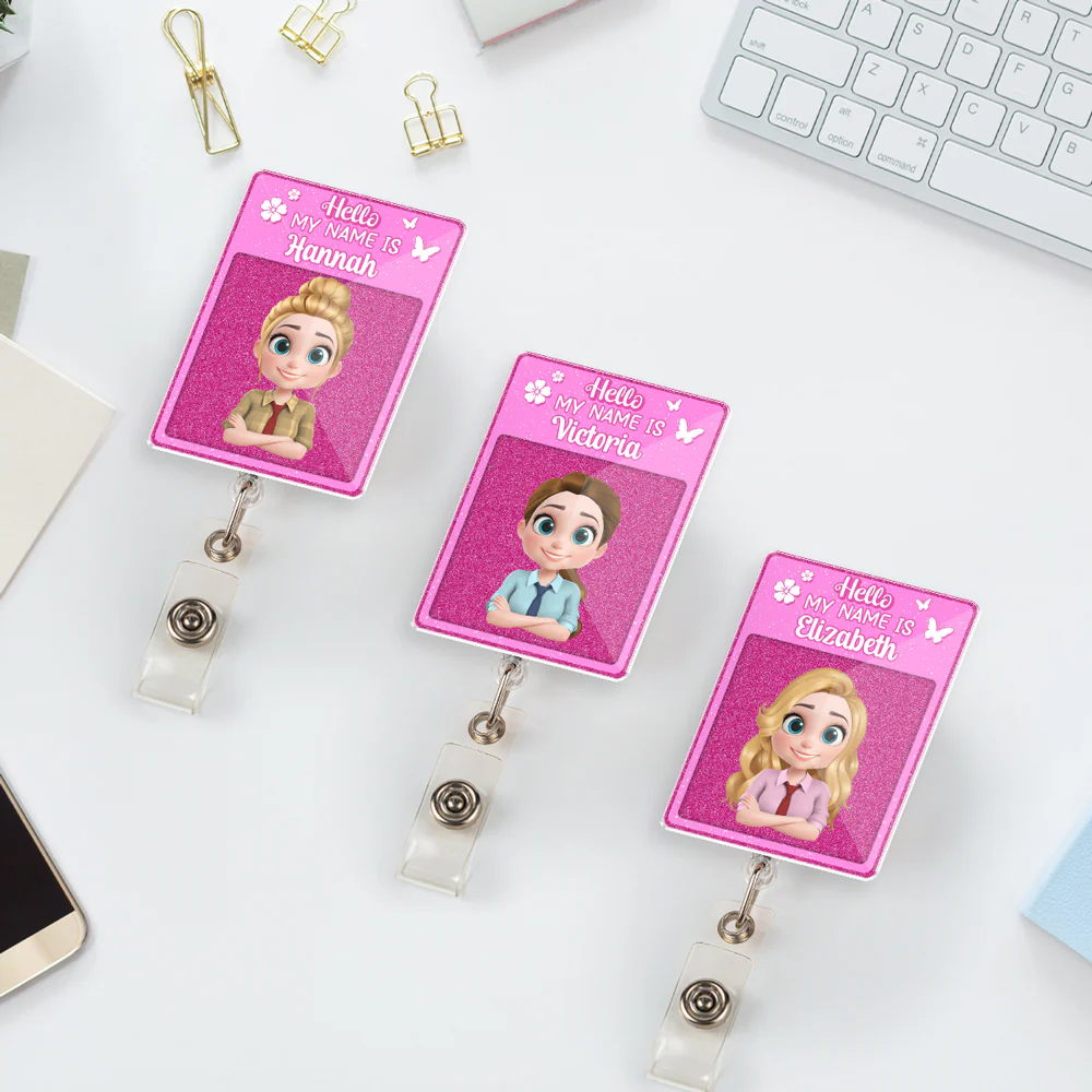Love My Job - Personalized Custom Acrylic Badge Reel - Image 4