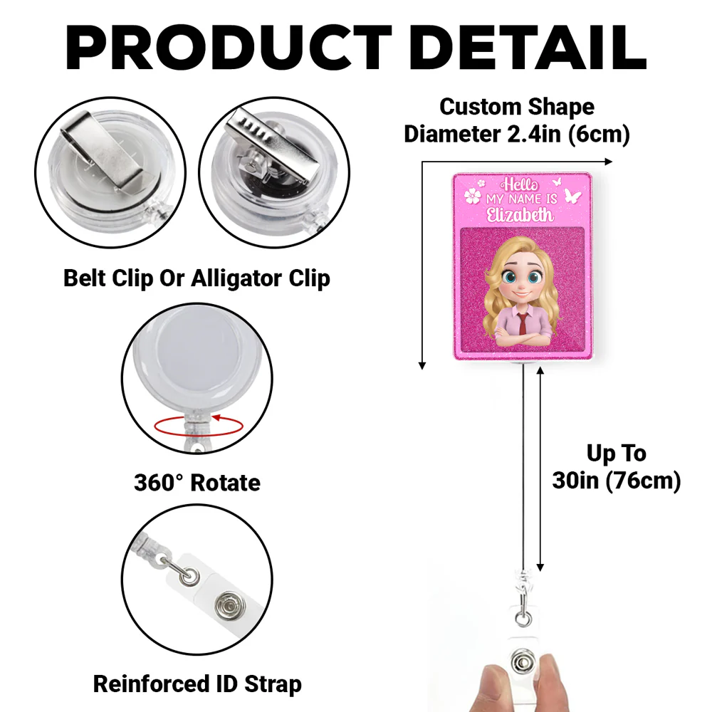 Love My Job - Personalized Custom Acrylic Badge Reel - Image 6