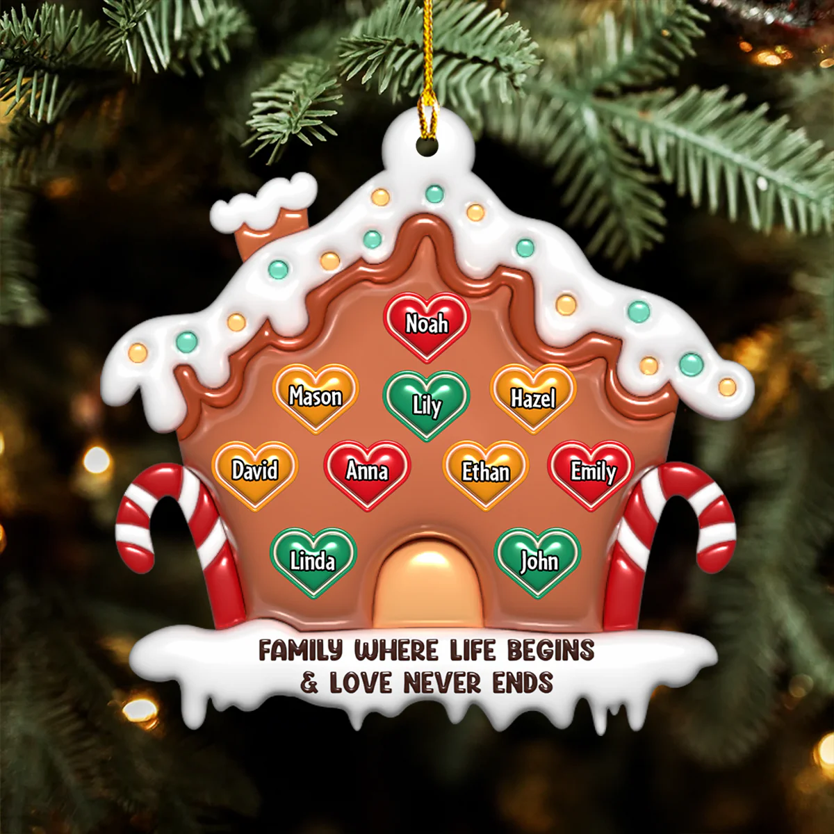 Love Never Ends - Personalized Custom 3D Inflated Effect Acrylic Ornament - Image 2