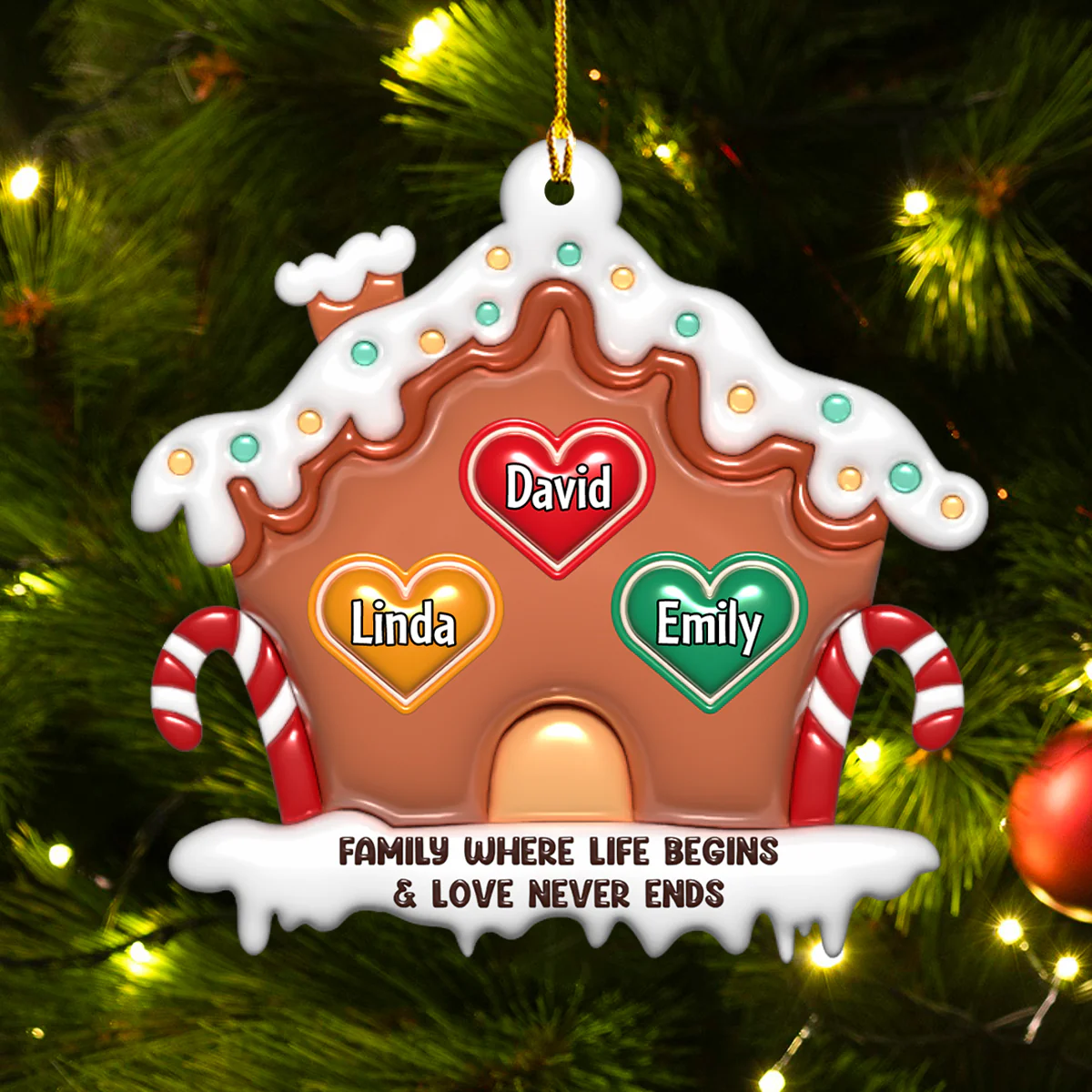 Love Never Ends - Personalized Custom 3D Inflated Effect Acrylic Ornament - Image 3