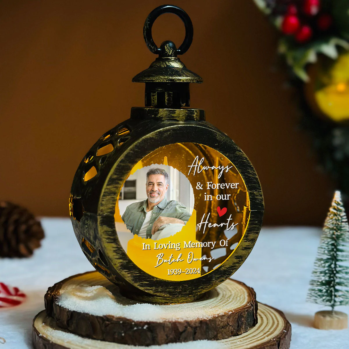 Love Never Truly Says Goodbye - Personalized Custom Christmas Lantern - Image 5