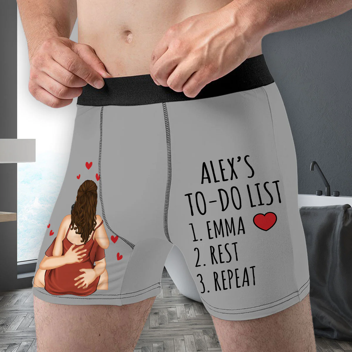 Love Rest Repeat Every Day - Personalized Photo Men's Boxer Briefs - Image 2