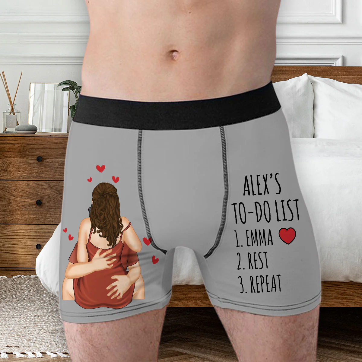 Love Rest Repeat Every Day - Personalized Photo Men's Boxer Briefs - Image 3