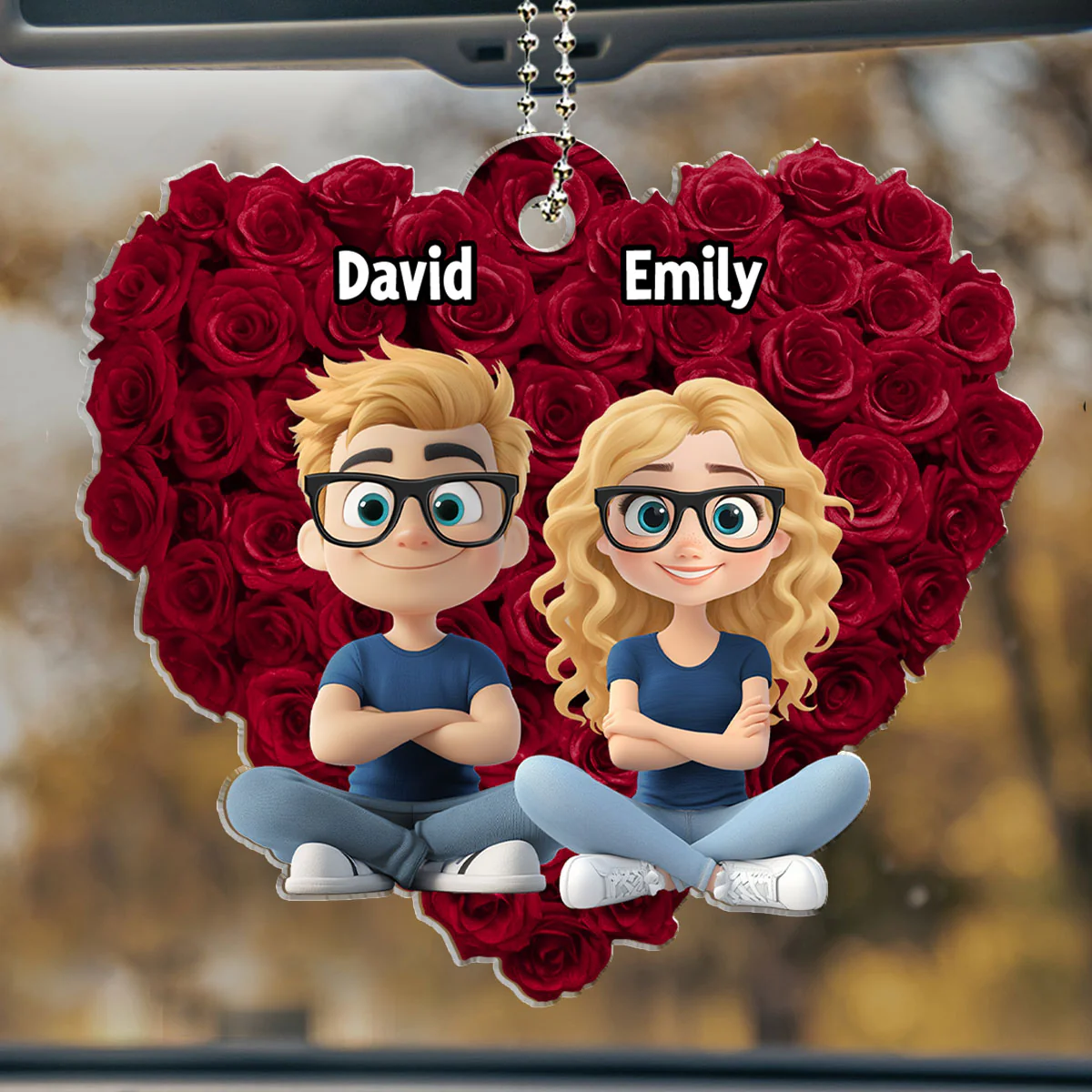 Love Rose - Personalized Custom Car Ornament - Image 2