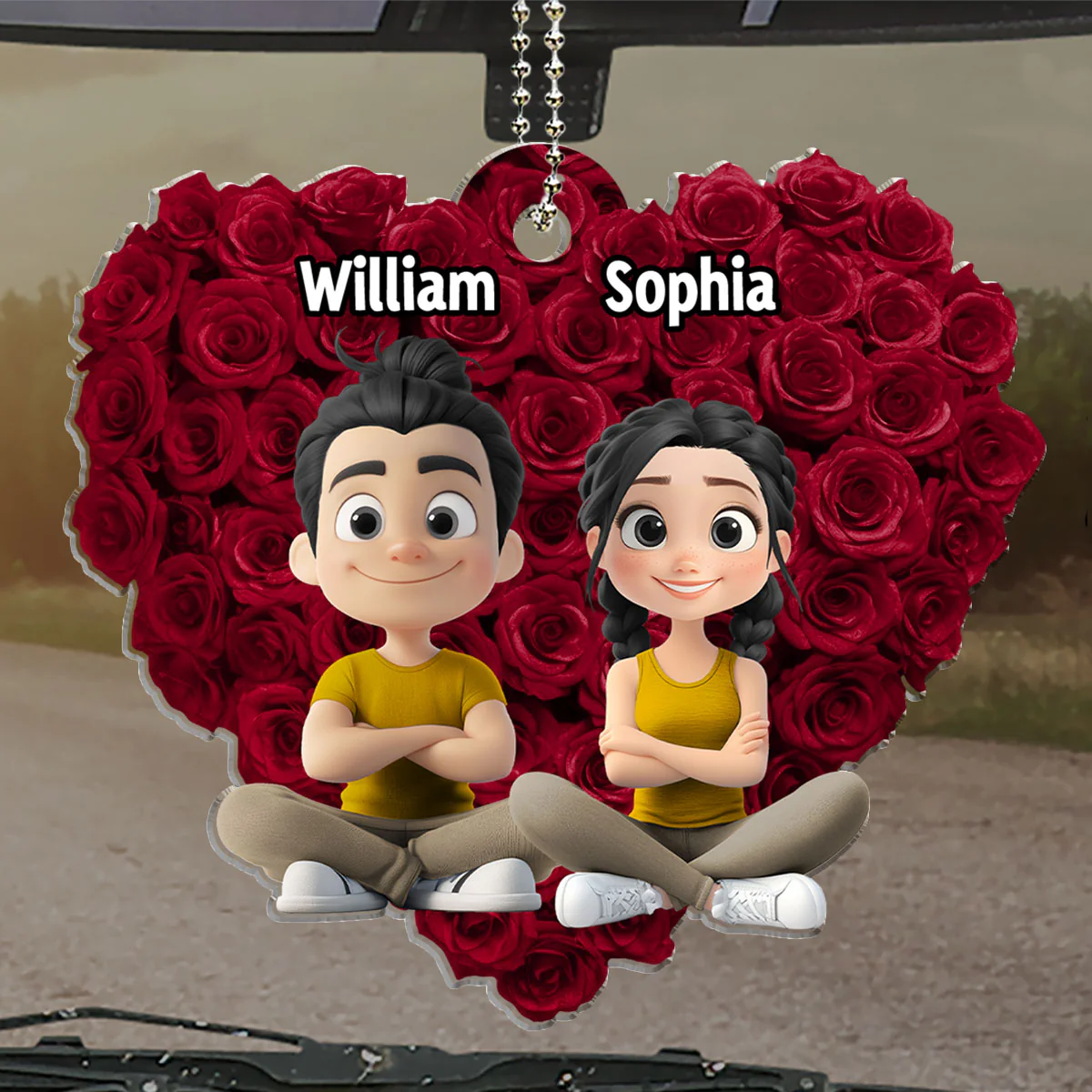 Love Rose - Personalized Custom Car Ornament - Image 4
