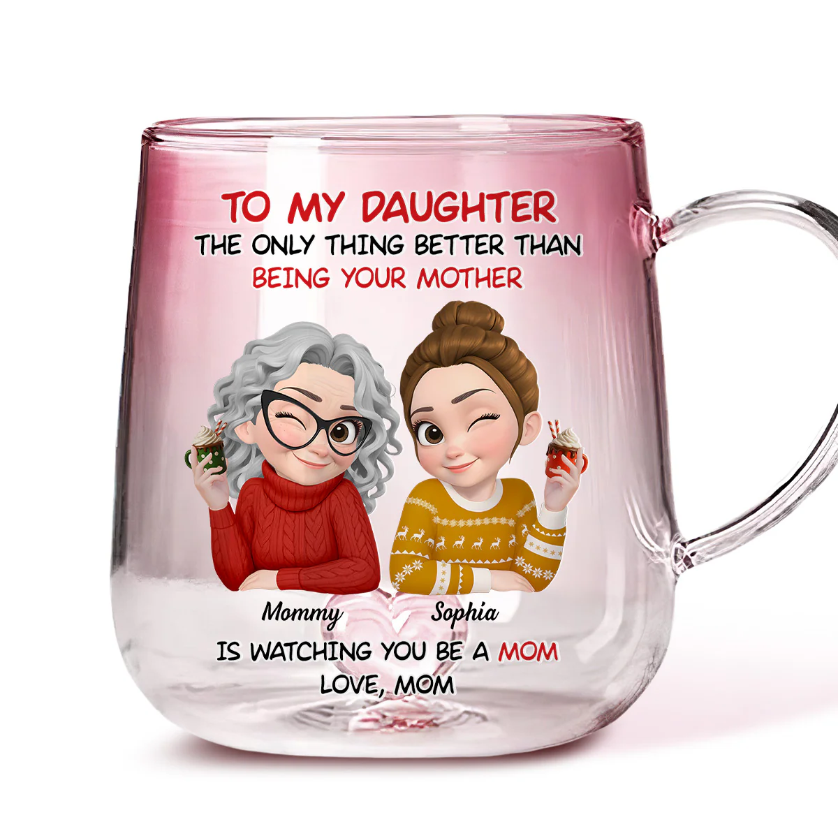 Love Seeing You As Mom - Personalized Custom Pink Gradient Glass Mug