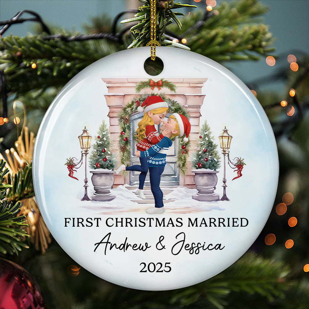 Love Shines Bright This Christmas - Personalized Custom Ceramic Ornament - Image 4