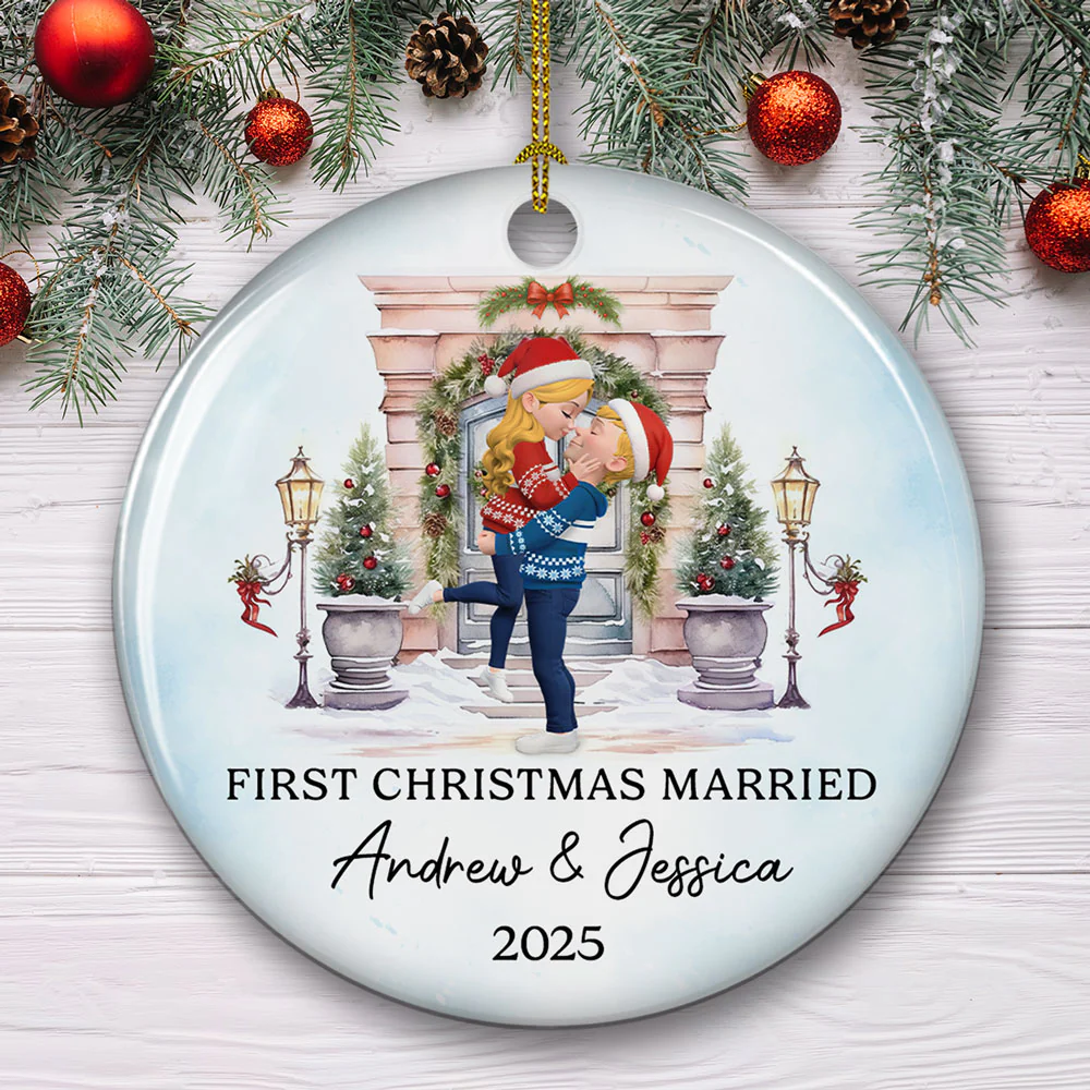 Love Shines Bright This Christmas - Personalized Custom Ceramic Ornament - Image 5