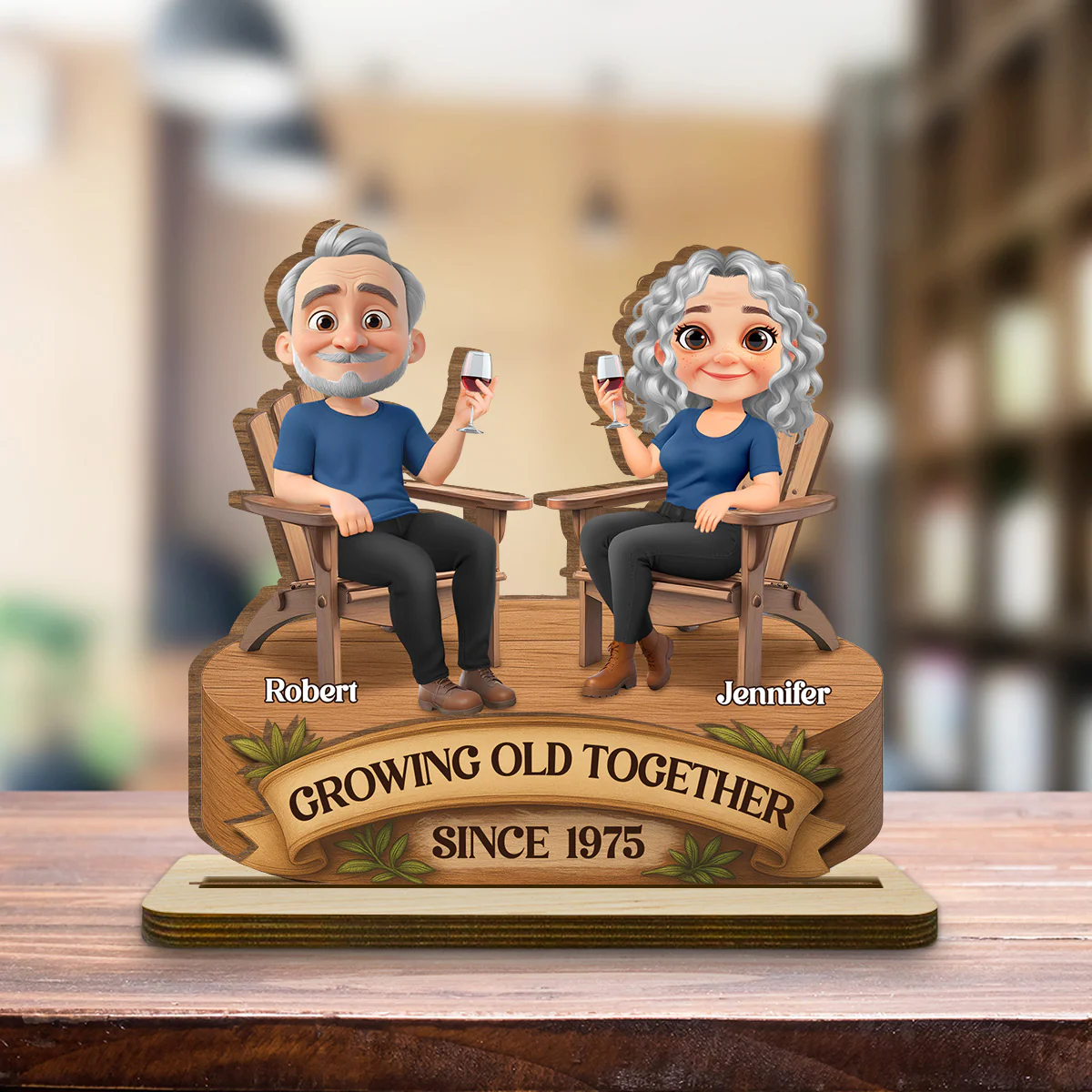Love That Grows With Time - Personalized Custom 2-Layer Wood Plaque With Flat Base - Image 4