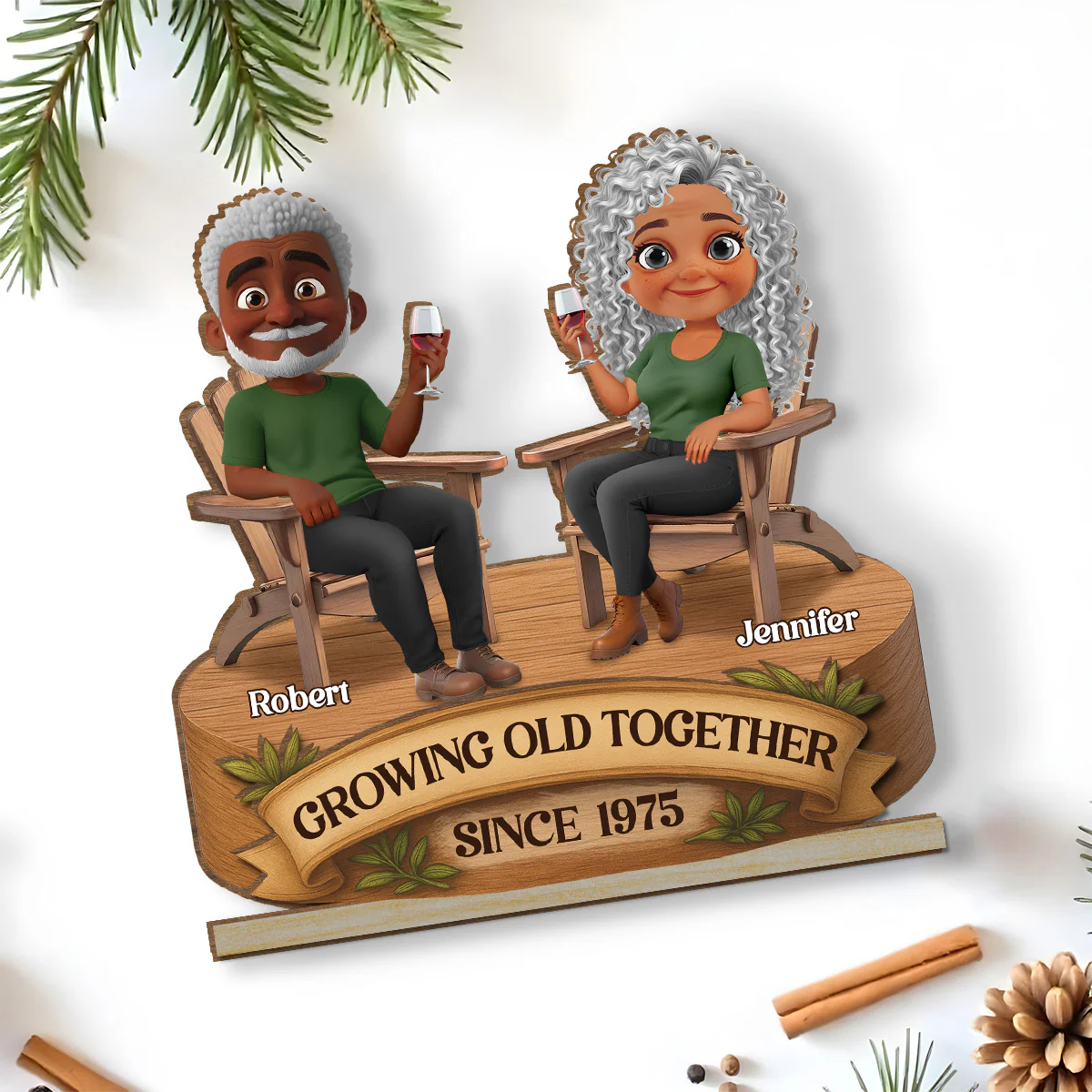 Love That Grows With Time - Personalized Custom 2-Layer Wood Plaque With Flat Base - Image 5