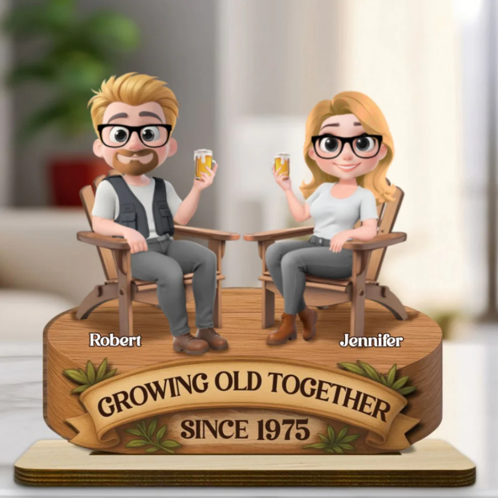 Love That Grows With Time - Personalized Custom 2-Layer Wood Plaque With Flat Base - Image 6
