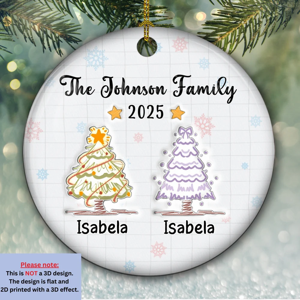 Love The Way Draw Family Love - Personalized Custom 3D Inflated Effect Ceramic Ornament - Image 5