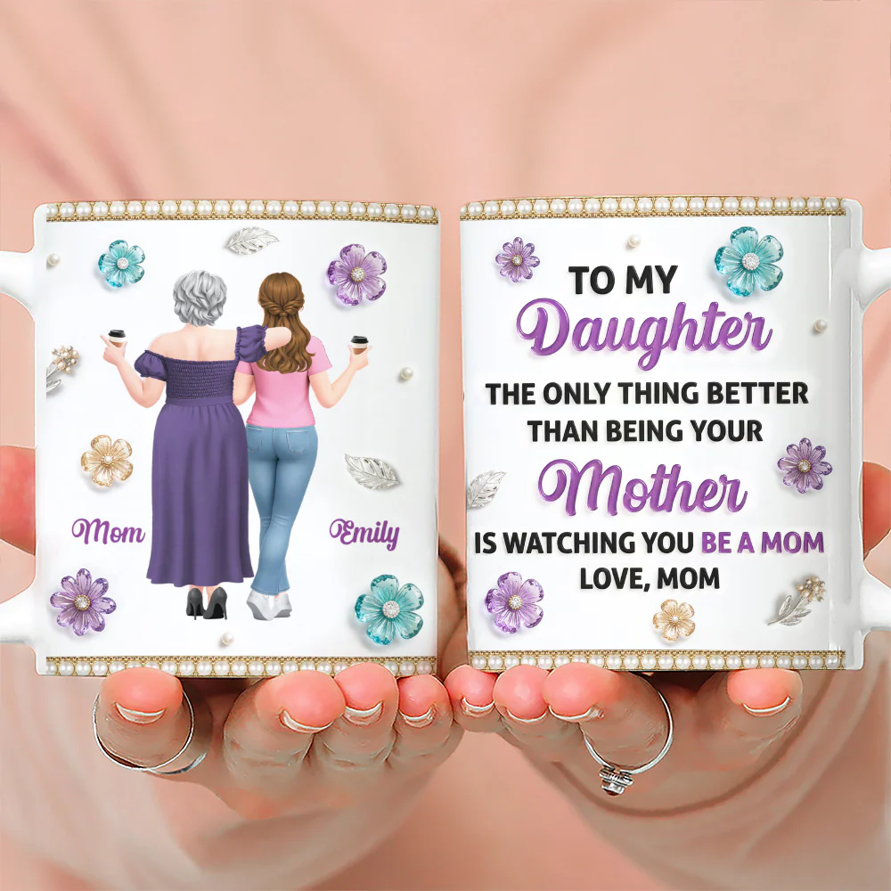 Love The Way You Being A Mom - Personalized Custom 3D Effect Mug - Image 3