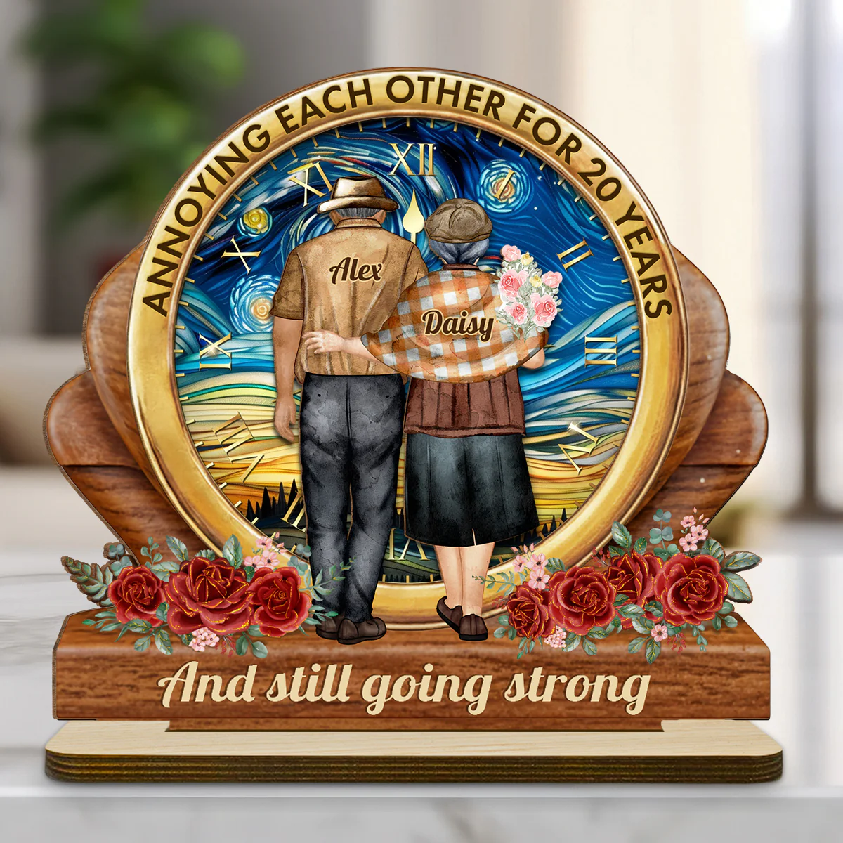 Love Through the Years - Personalized Custom 2-Layer Wood Plaque With Flat Base