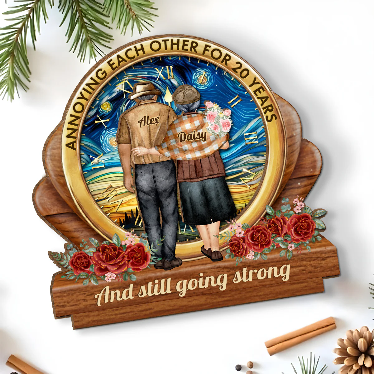 Love Through the Years - Personalized Custom 2-Layer Wood Plaque With Flat Base - Image 5