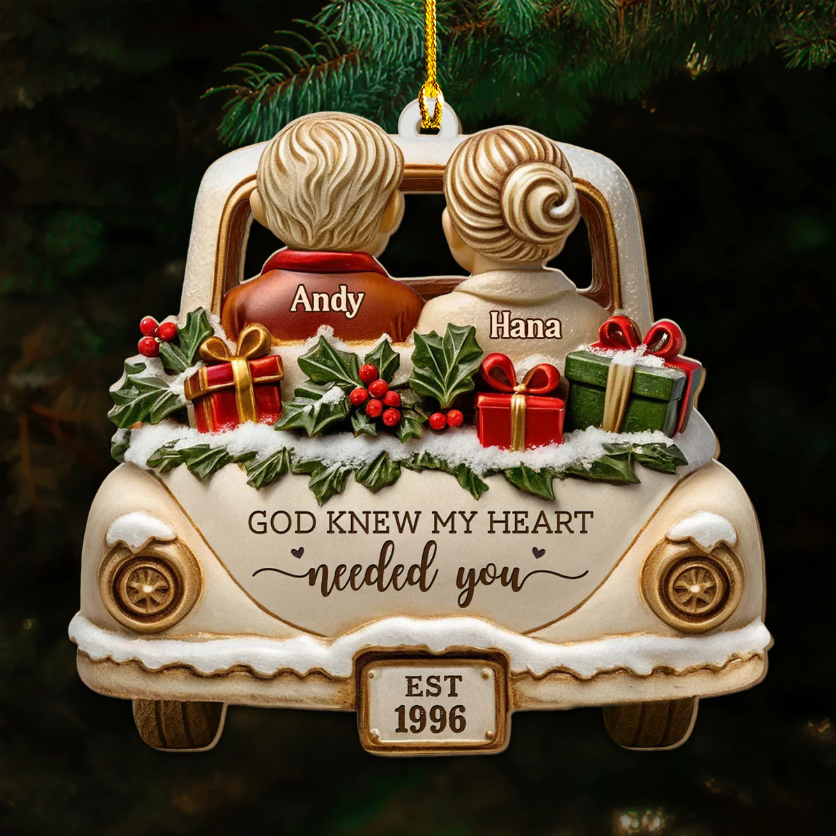 Love Was My True Direction - Personalized Custom 3D Effect Wood Ornament - Image 2