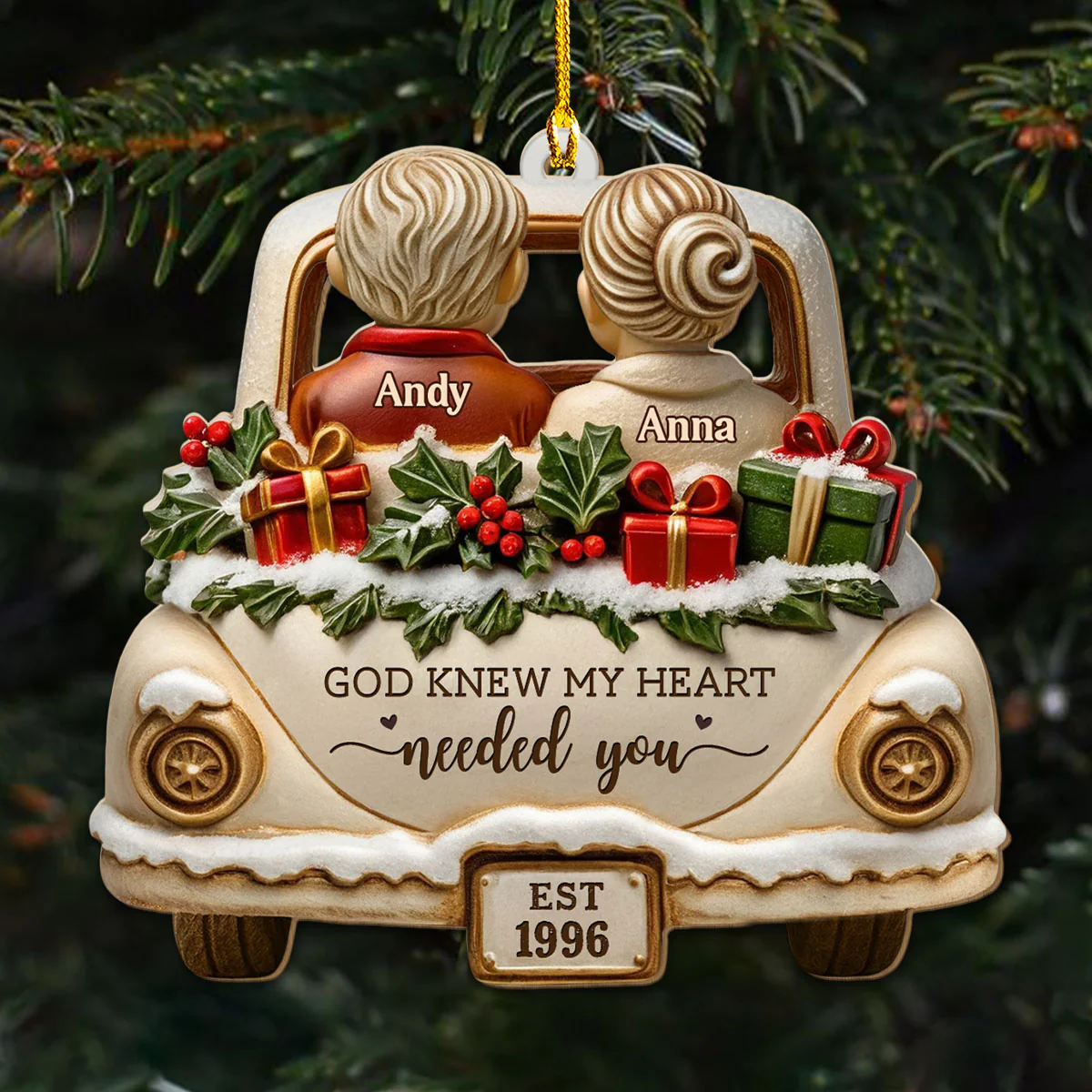Love Was My True Direction - Personalized Custom 3D Effect Wood Ornament - Image 4