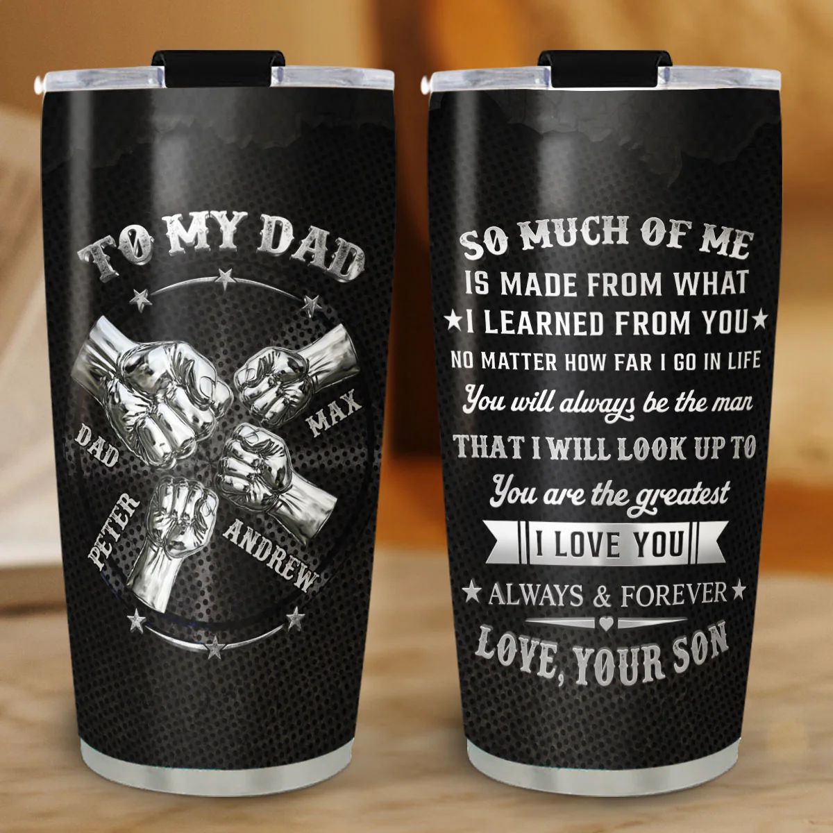 Love You Always And Forever Dad - Personalized Custom 3D Effect Tumbler - Image 2